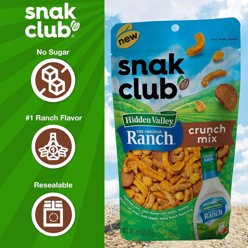 Snak Club Crunch Mix with Hidden Valley Ranch Seasoning, Toasted