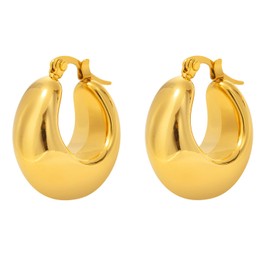 Thick Hoop Earrings Small Women's Hypoallergenic Hoop Earrings Gold for Women Girls Gold-Plated Chunky Hoops, gold