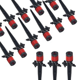 Runseaway 50Pcs 360 Degree Adjustable Irrigation Drippers, 1/4 Inch Anti-Clogging Emitters for (4-7mm) Watering System, Micro Spray Bubbler Sprinklers for Garden and Vegetable Beds, Red