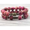Boho Gipsy multi-strand woman's bracelet in natural white jade tinged