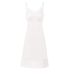 Belle Poque Plus Size Full Length Lace Slip Dress White Nightgown for Women, 3XL