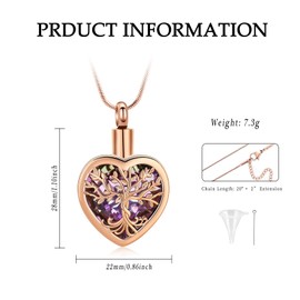 VCCWYQK Heart Urn Necklaces for Ashes for Women Cremation Jewellery Flower Memorial Mini Keepsake Ash Hollow Pendant, Stainless Steel, No Gemstone