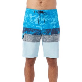 O'NEILL - Ba ador de 20 pulgadas a rayas para hombre, resistente al agua, con tela el stica de secado r pido y bolsillos, Mdt Blue | Lennox Print 20, 28