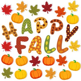 Hoteam 30 Pcs Fall Garage Door Magnets Decoration Thanksgiving Happy Fall Garage Door Magnets Autumn Pumpkins Maple Leaves Magnetic Sticker Decoration for Home Car Dishwasher Refrigerator(Classic)