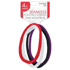 DONNA Large Seamless Ponytail Holders 4PCS ASSORT