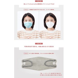 Swisswin kf94 Mask, Same Type, 3D Mask, Genuine Product, Non-Woven Fabric, Small Face, 4-Layer Construction, Individually Packaged, Disposable, Anti-Fog, Easy to Breathe, Does Not Stick to Lipstick, Won't Hurt Your Ears, Black