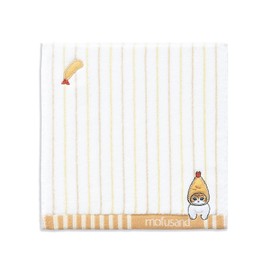 Towel Museum mofusand Striped Towel Handkerchief, Orange, Ebinyan, Cat, Cute, 43-007070, Approx. 9.8 x 9.8 inches (25 x 25 cm)