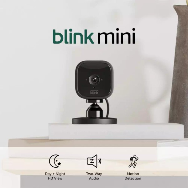 Blink Mini - Compact Indoor Plug-In Smart Security Camera, 1080P