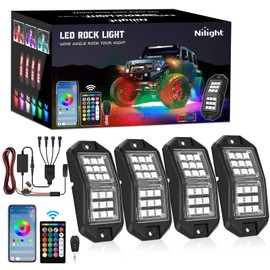 Nilight RGB LED Rock Lights Kit 4 PCS 18LED Wide Angle Wheel Well Light with Remote & Bluetooth App Dual Control Multi Modes Underglow Multicolor Neon Light Pod for ATV UTV SUV Offroad Truck RZR Boat