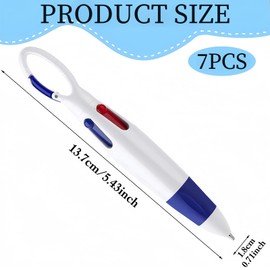 Omeblos Multi Coloured Pens All in One, 7Pcs 4-color Ballpoint Pen, 4-in-1 Retractable Ballpoint Pens, 1.0mm Retractable Pens with Carabiner Clip Keychain for Nurse, Doctor, Office Workers