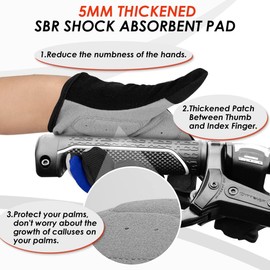 WOTOW Bike Gloves, Adjustable Lightweight Cycling Gloves, Touch Screen, Anti-Slip Full Finger Mountain Bike Gloves Breathable Sports Gloves for Biking, Workout - Unisex Motorcycle Gloves for Men/Women