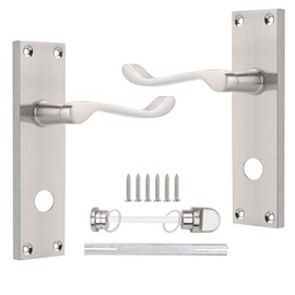 Probrico Elegant Internal Door Handles, Bathroom Door Handles on Backplate 154mm×40mm, Internal Scroll Handles for Privacy Doors, Ideal for Bathroom, Bedroom, 1 Pack