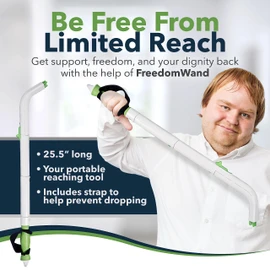 Multipurpose Toilet Aid - 25.5" Personal Hygiene Wand for Limited Mobility - Bathroom Aid for Independent Wiping - Assists with Holding Toilet Paper or Wipes - Ideal for Seniors & Post Surgery Use