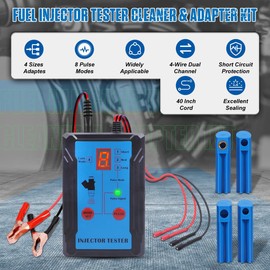 Fuel Injector Tester and Fuel Injector Cleaner Tool Kit, 4 Sizes Adapter 8 Pulse Modes DIY Cleaning Tools Kit 12V Fuel System Diagnostic Injector Tester