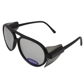 TITUS G35 Retro Aviator Z87 Sunglasses Eye Protection w/Side Shield Motorcycle Shooting DOT ANSI CE Approved Safety Glasses (Platinum Rev Mirror Over Smoke)