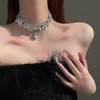 BSLVWG Rhinestone Choker Necklace Silver Diamond Pearl Necklaces Sparkly Crystal