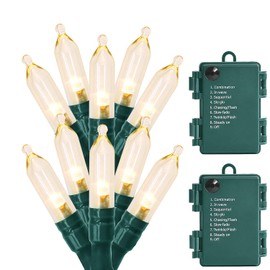 Outdoor String Lights Christmas Lights - MAGOTAN 50 LED Battery Operated String Lights Fairy Lights for Christmas Tree Wedding Wreath Party Home Garden Indoor, Waterproof, 18ft, Warm White, 2 Pack