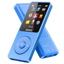 RUIZU 64GB MP3 Player with Bluetooth 5.3, 1.8 inch Screen, 30gram, Portable Music Player for Sports Running, FM Radio, Voice Recorder, Digital Audio Shuffle Playback, Support 128GB Micro SD Card, Blue