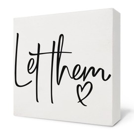 Nvotell Inspirational Quotes Let Them Wooden Box Sign,Mental Health Box Sign,Box Sign For Office Kitchen Living Room Bedroom,Home Desk Shelf Tabletop Desk Decor,Housewarming Gifts,5x5 Inch