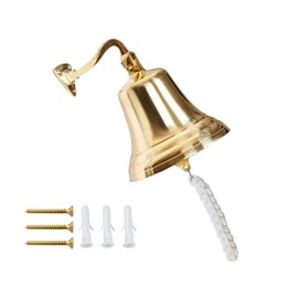 ARSUK Ship Bell Doorbell Brass Wall Door Station Antique Vintage Design Garden Bell for School Reception, Dinner, Shop, Hotel Service, Hand Bell, Solid Bells