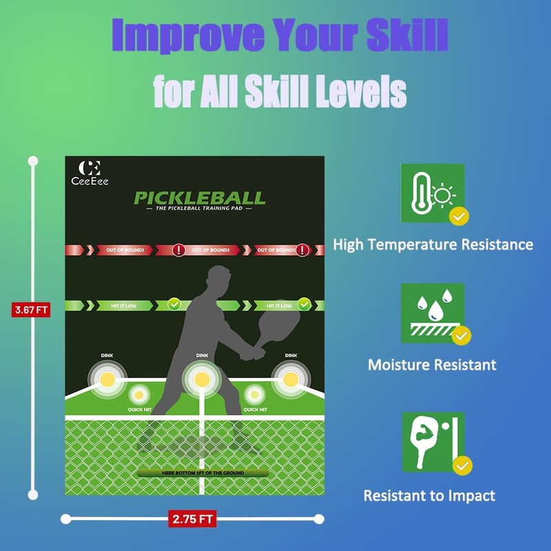 CeeEee Pickleball Training Aids Practice Skills Portable Pickleball Dink Pad