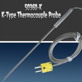 50360-K K-Type Thermocouple Probe -40°F to +1100°F K-Type Thermocouple Meat Probe 55-inch Stainless Steel Braided Cable