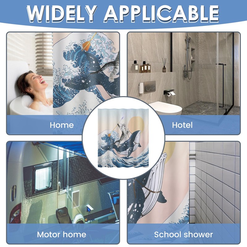 Funny Cat Shower Curtain, Cat Bathroom Curtain Cute Bathing Cat