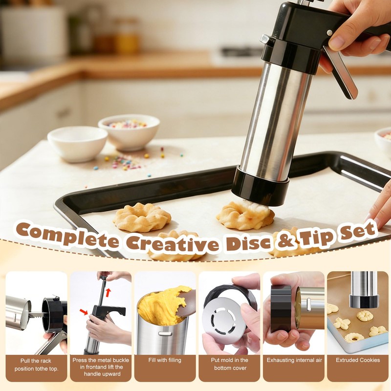 3-in-1 Churro Maker & Spritz Cookie Press Gun Kit, Stainless