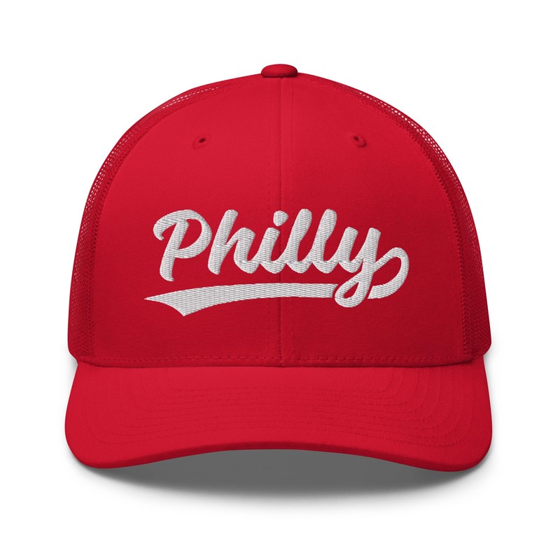 Vintage Philly Baseball Script Mesh Retro Philadelphia Trucker Hat Cap