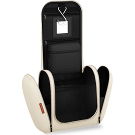 Hanging Toiletry Bag [8 Litre Storage Space - Design 2024] Wash Bag for Men and Women, Cosmetic Bag Organiser, Toiletry Bag Women, Makeup Bag, Suitable for Large and Small Cosmetics, Cream-Beige,