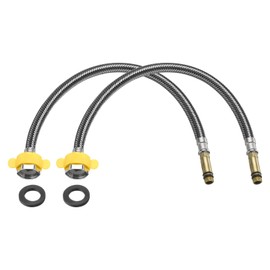 uxcell 2Pcs 16" Faucet Supply Lines Connector Stainless Steel Braided Long Faucet Connector G1/2 Female Compression Thread x M10 Male Connector for Kitchen Sink Bathroom (Black)