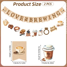 Hokinaa Love Is Brewing Decorations - 2 Pcs Coffee Bridal Shower Party Banner Garland Set, Brown Cafe Bar Paper Sign Supplies Decor for Bride to Be Bachelorette Engagement Indoor Outdoor Home Garden
