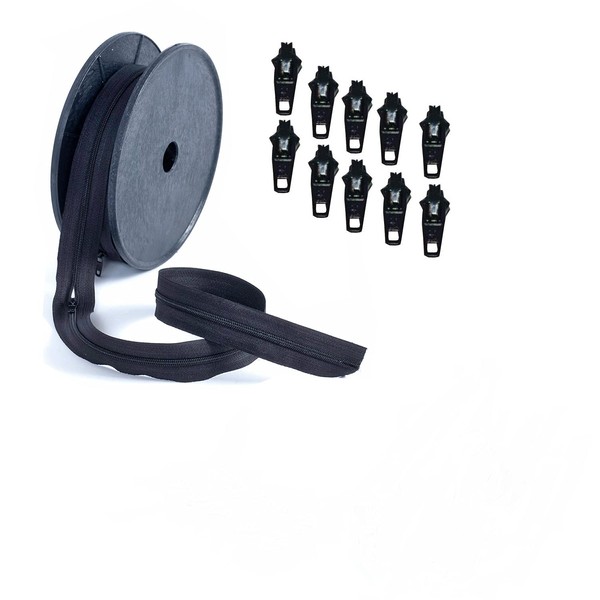 Continuous Zipping Black and Beige with Sliders Cushions Upholstery zips