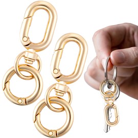 BEIQIYA 2pcs Double Opening Keychain Clip, Zinc Alloy Swivel Clasp Clips, Swivel Snap Hook for Keychain Clip Lanyard DIY Crafts- Gold