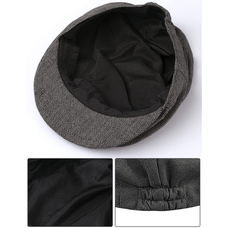 mintgreen Newborn Herringbone Newsboy Cap, black