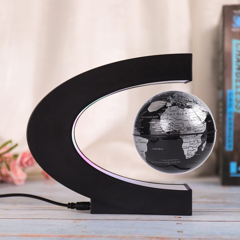 Magnetic Levitating Globe with LED Light，Floating Worlds Map，Desk trinkets，Home Office