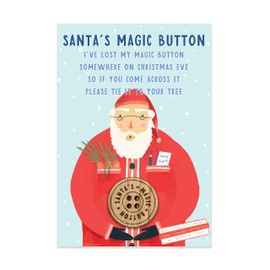 Santa's lost button for Christmas eve box or Christmas eve stocking | wooden engraved santa button with illustrated card | for Christmas magic mystery