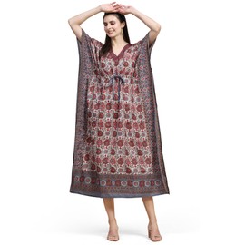 FASHIENT Kaftan Dresses for Women Plus Size Caftans Long Cover Up Maxi Beach Dress Loungewear Free Size (Grey, One Size)