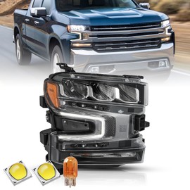 TUSDAR LED Headlight Assembly Fit for Chevy Silverado 1500 2019 2020 2021 Pickup Truck Head Light Lamp Replacement Right Passenger Side with Turn Signal Bulbs Only for LED Version