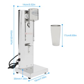 Electric Milkshake Maker Drink Mixer 180W 110V Milk Shaking Machine,Smoothie Malt Blender with 650ML Mixing Cup,Commercial Shaker Machine for Milk Tea,Coffee,18000RPM Speed,High and Low Gears