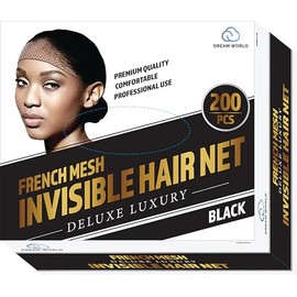 Dream World French Mesh Invisble Hair Net Black 200 Pcs