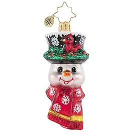 Christopher Radko Hand-Crafted European Glass Christmas Decorative Ornament, A Snowman Worth Flocking to Gem