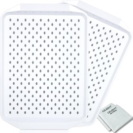 Czlizdyt Non Slip Serving Tray with Handles, Food Trays for Eating on Couch, Lap Trays for Breakfast Dinner Snack Fruit Appetizers Beverage, Rectangular, Set of 2, White