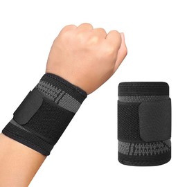 Wrist Support, Wristband, Sports, Basketball, Tennis, Tightening, Muscle Training, Left and Right Hand, Wrist Protection, Daily Life, One Size, Unisex (Black)