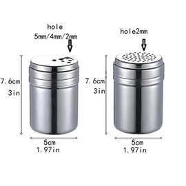 HLLMX 2 PCS Stainless Steel Spice Shakers Salt Sugar Spice Pepper Shaker Seasoning Cans For Kitchen Cooking and Outdoor Barbecue(5 oz)