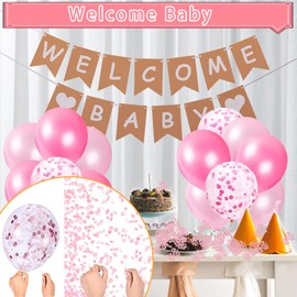 Willkommen Zuhause Welcome Home Baby Shower Deko 13PCS Baby Banner Banner It's A Girl Deko Pailletten Rosa Ballon Für Familie Zu Begrüßen Baby Mädchen Geeignet(Rosa)