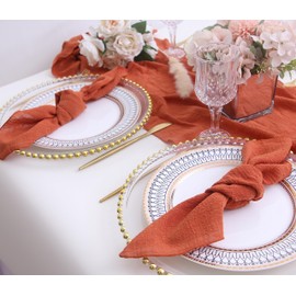 Dinner Cloth Napkins 10 Pack,Gauze Napkins 100% Natural Soft Cotton,Washable Fall Napkins for Wedding Decorative,Thanksgiving,Family Everyday Use,40 * 40cm (16 * 16 inches),Terracotta