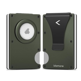 KLOMORE Men's Card Case with AirTag Holder, Minimalist Wallet for Men, Small Slim Wallet RFID Protection Metal Money Clip, Wallet Credit Card Holder, Green, Classic