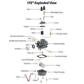 1PZ CW8-P01 Carburetor Carb Air Fuel Filter & Throttle Choke Cable Replacement for Yamaha Y-Zinger PW80 Big Wheel BW80 21W-14101-01-00 1RY-14101-02-00 1983-2006