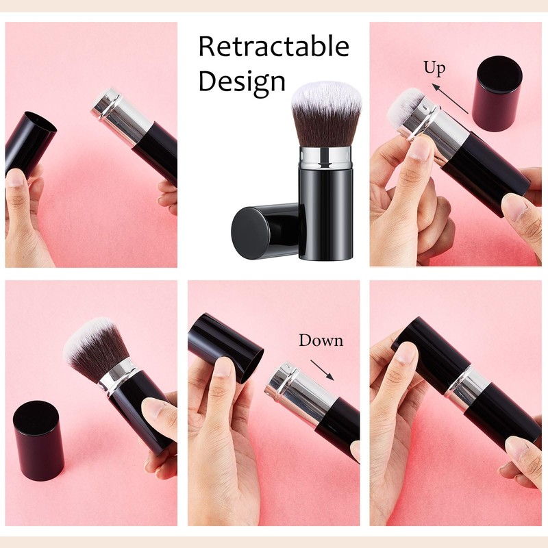 Tessco for you 2 Pcs Retractable Kabuki Makeup Brush Powder
